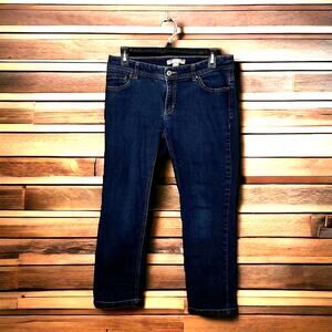 Chicos Women 4 Dark Wash Blue Denim Crop Capri Relaxed Denim Jeans Casual